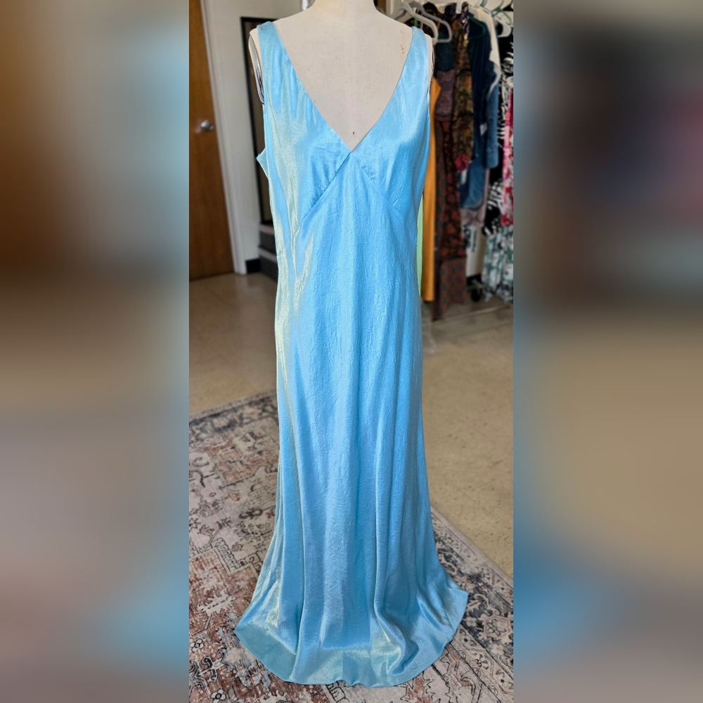 Vince Ice Blue Sleeveless Satin Gown